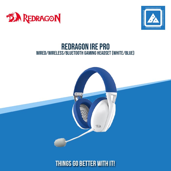 REDRAGON IRE PRO WIRED/WIRELESS/BLUETOOTH GAMING HEADSET (WHITE/BLUE) REDRAGON IRE PRO WIRED/WIRELESS/BLUETOOTH GAMING HEADSET (WHITE/BLUE)